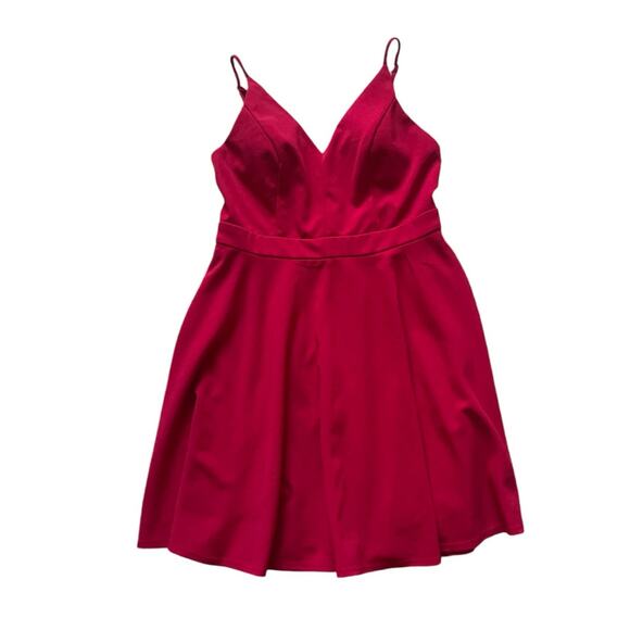 Jodi Kristopher Red V Neck Backless Cocktail Fit and Flare Dress Juniors Size 11 - Picture 1 of 6